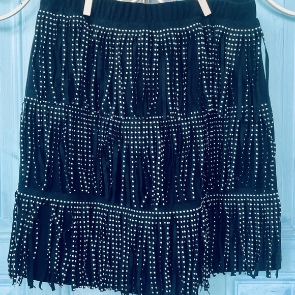Free the Roses Dresses & Skirts - Black Fringe Mini Skirt Size Small Festive Fun Free The Roses